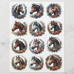 20 Gorgous Vintage Horse Round Fussy Cuts