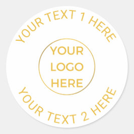 20 Guld Enkelt Företag Logotyp Här | Elegant Minim Runt Klistermärke