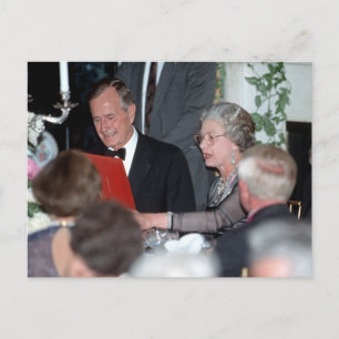 20 HM drottning Elizabeth II, president George Bus Vykort