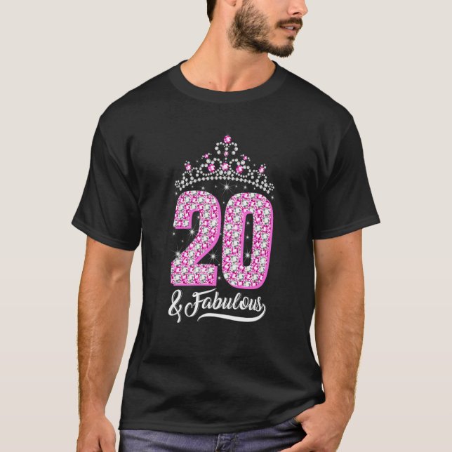20 och Fabulous 20:e födelsedag Diamond Krona Kvin T Shirt (Framsida)
