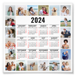 20 Photo Collage 2024 Year at a Glance Calendar Fototryck