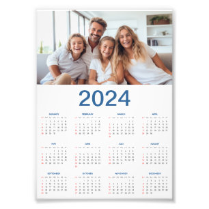 20 Photo Collage 2024 Year at a Glance Calendar Fototryck
