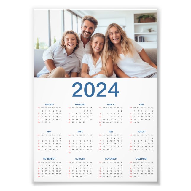 20 Photo Collage 2024 Year at a Glance Calendar Fototryck (Framsidan)
