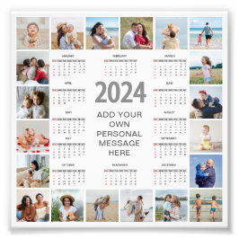 20 Photo Collage 2024 Year at a Glance Calendar Fototryck