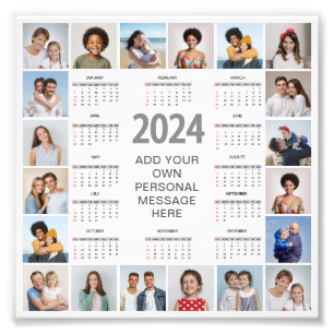 20 Photo Collage 2024 Year at a Glance Calendar Fototryck