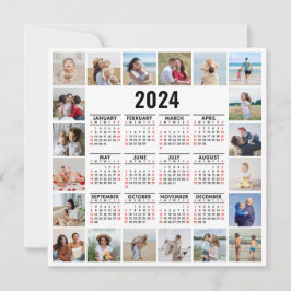 20 Photo Collage 2024 Year at a Glance Calendar Kort