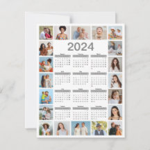 20 Photo Collage 2024 Year at a Glance Calendar