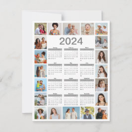 20 Photo Collage 2024 Year at a Glance Calendar Kort