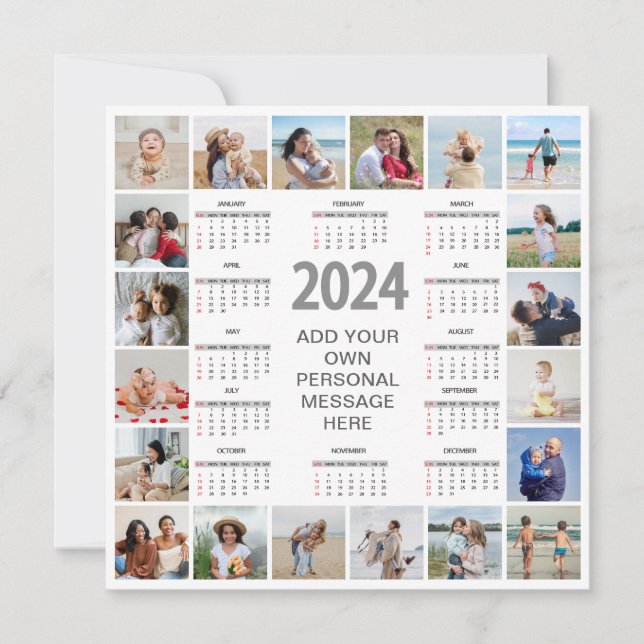 20 Photo Collage 2024 Year at a Glance Calendar Kort (Framsida)