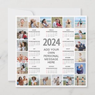 20 Photo Collage 2024 Year at a Glance Calendar Kort