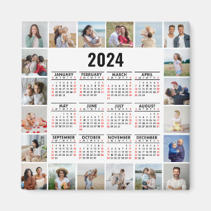 20 Photo Collage 2024 Year at a Glance Calendar Magnet