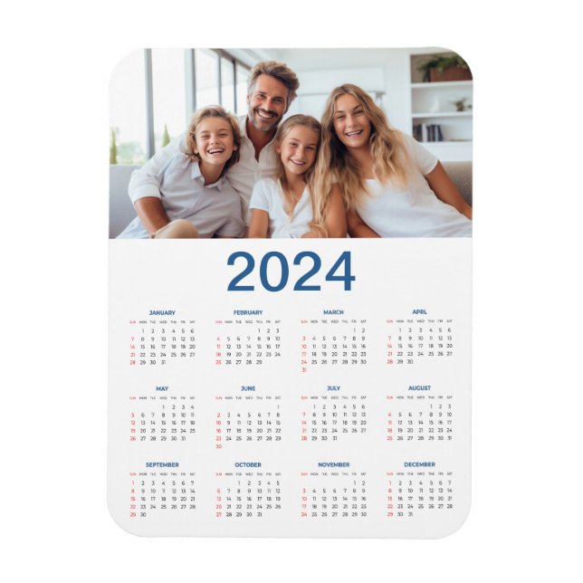 20 Photo Collage 2024 Year at a Glance Calendar Magnet (Vertikal)