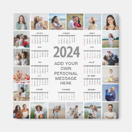 20 Photo Collage 2024 Year at a Glance Calendar Magnet