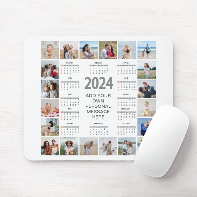 20 Photo Collage 2024 Year at a Glance Calendar Musmatta (Med mus)