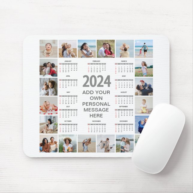 20 Photo Collage 2024 Year at a Glance Calendar Musmatta (Med mus)