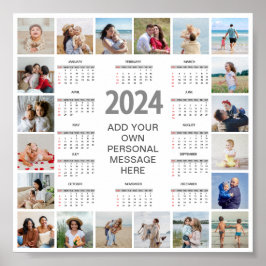 20 Photo Collage 2024 Year at a Glance Calendar Poster