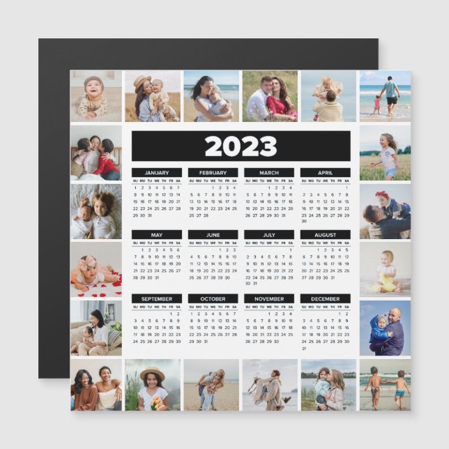 20 Photo Collage Black & White 2023 US Calendar (Fram/baksida)