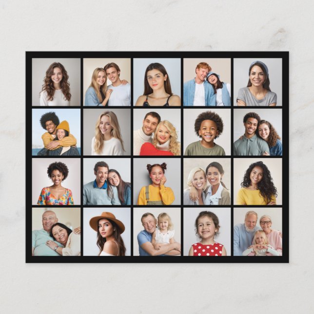 20 Photo Collage Editable Färg Card/Pappra Lakan (Framsida)