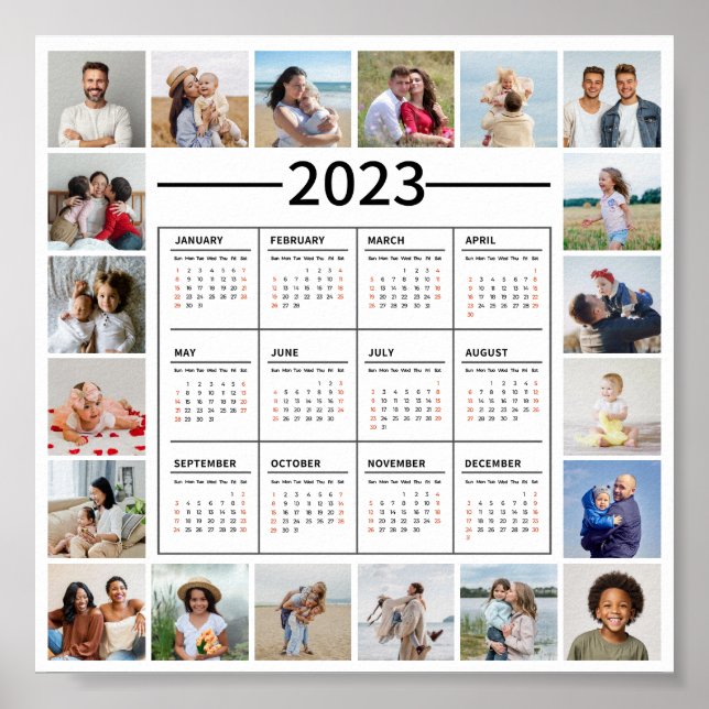 20 Photo Collage US 2023 års kalender Poster (Framsidan)