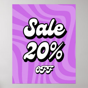 20% Rabatt Erbjudande skylt, lila rea skylt, butik Poster