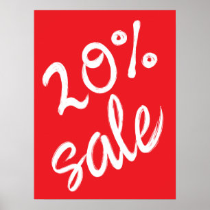 20% rea skylt, 18x24 röd rea poster