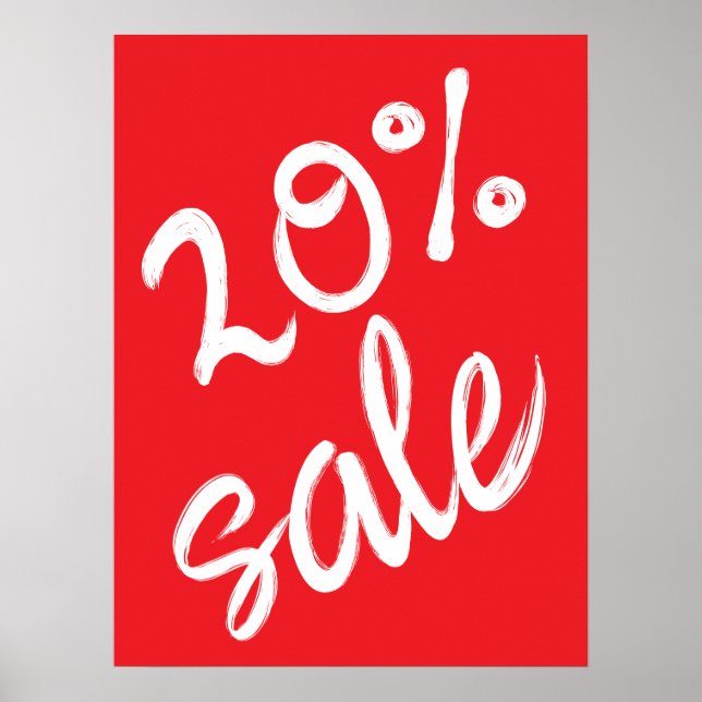 20% rea skylt, 18x24 röd rea poster (Framsidan)