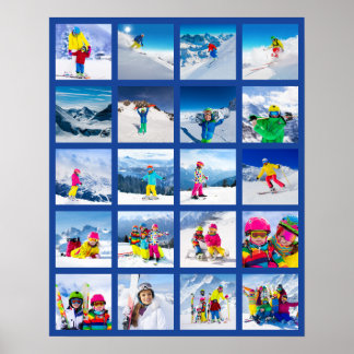 20 Rutnätcollage Mörkblå Poster