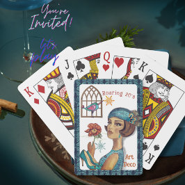 20:s Art Deco Blue Trim Casinokort