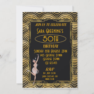 20:s Flapper Twenties Gatsby Art Deco Inbjudningar