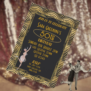 20:s Flapper Twenties Gatsby Art Deco Inbjudningar