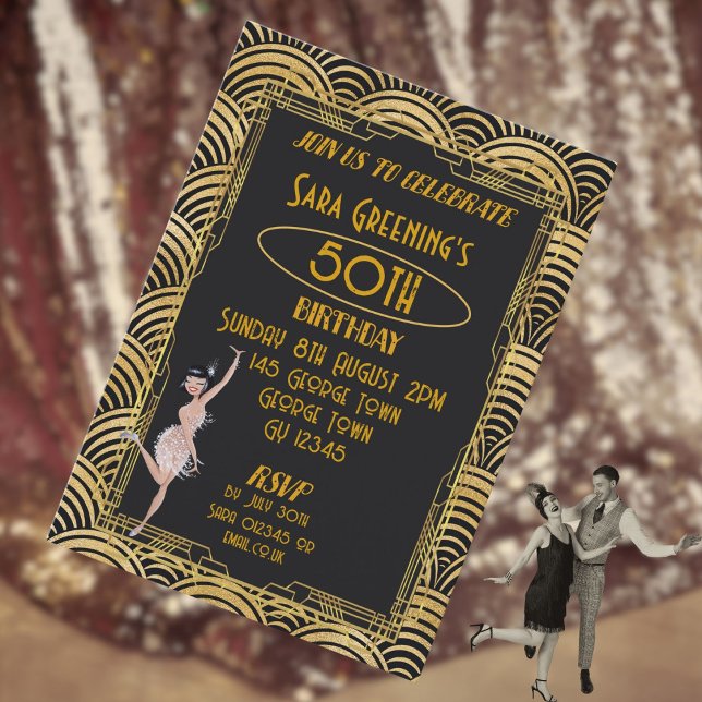 20:s Flapper Twenties Gatsby Art Deco Inbjudningar (Gatsby Invites)