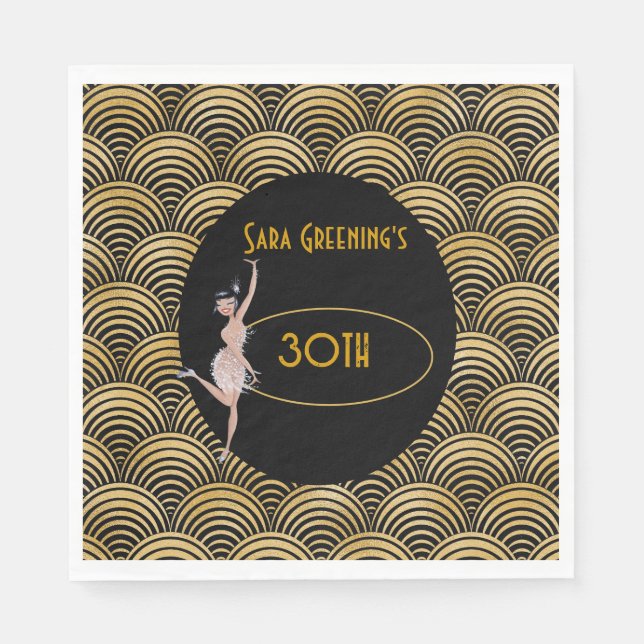 20:s Flapper Twenties Underbar Gatsby 1920 Pappersservett (Framsidan)