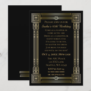 20:s konst deco underbar gatsby inbjudningar