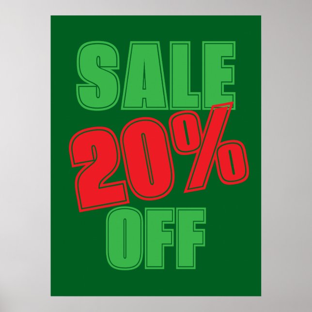 20% Sale Sign, Green and Red Christmas Sale  Poster (Framsidan)