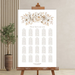20 sittplatsplan för den vita Blommigten Bröllop Poster
