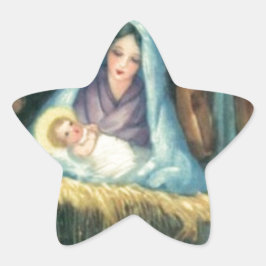 20 Star Stickers Mary och Jesus Stjärnformat Klistermärke