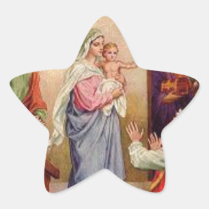 20 Star Stickers Mary och Jesus Stjärnformat Klistermärke