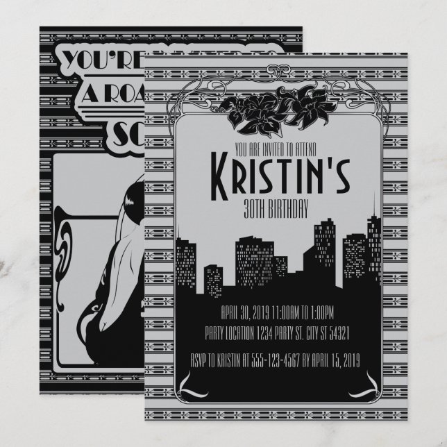 20-tal Gatsby partyinbjudningar Inbjudningar (Fram/baksida)