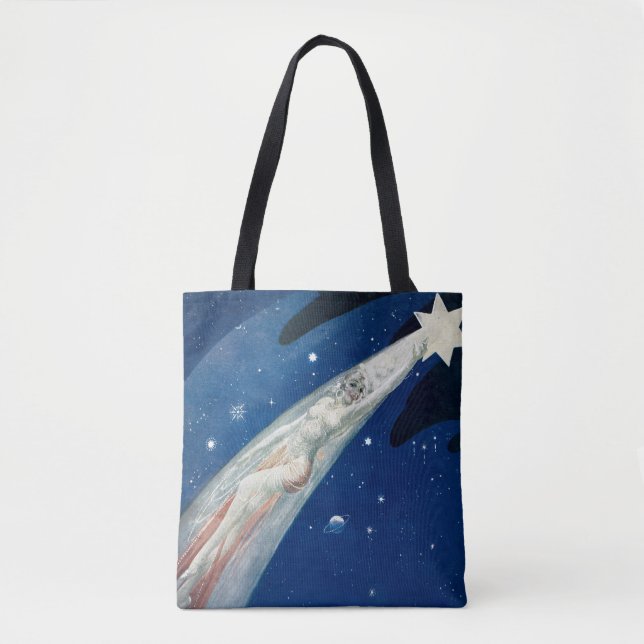 20-tal som skjuter stjärnatoto, hänger lös tygkasse (Framsida)