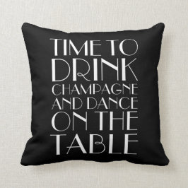 20-tal Time som dricker champagneBlack& vit, Kudde