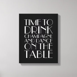 20-tal Time som dricker champagnekanfasblack&white Canvastryck