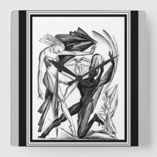 20-talart déco "dansare ", fyrkantig klocka