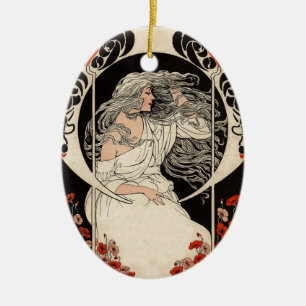 20-talart nouveau julgransprydnad keramik