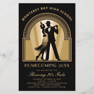20-talets Art Deco Prom Homecoming School Gala Flygblad