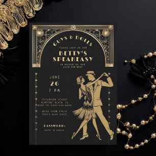 20-talets Chic i Gatsby Flapper Speakeasy Inbjudningar