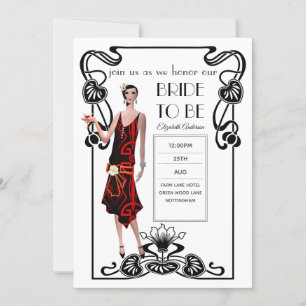 20-talets Flapper Art Deco Gatsby-Möhippa Inbjudningar