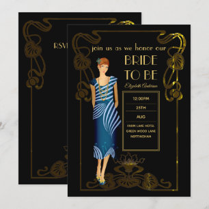 20-talets Flapper Art Deco Gatsby-Möhippa Inbjudningar