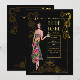20-talets Flapper Art Deco Gatsby-Möhippa Inbjudningar