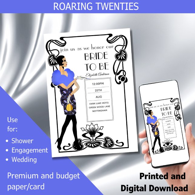 20-talets Flapper Art Deco Gatsby-Möhippa Inbjudningar (Skapare uppladdad)