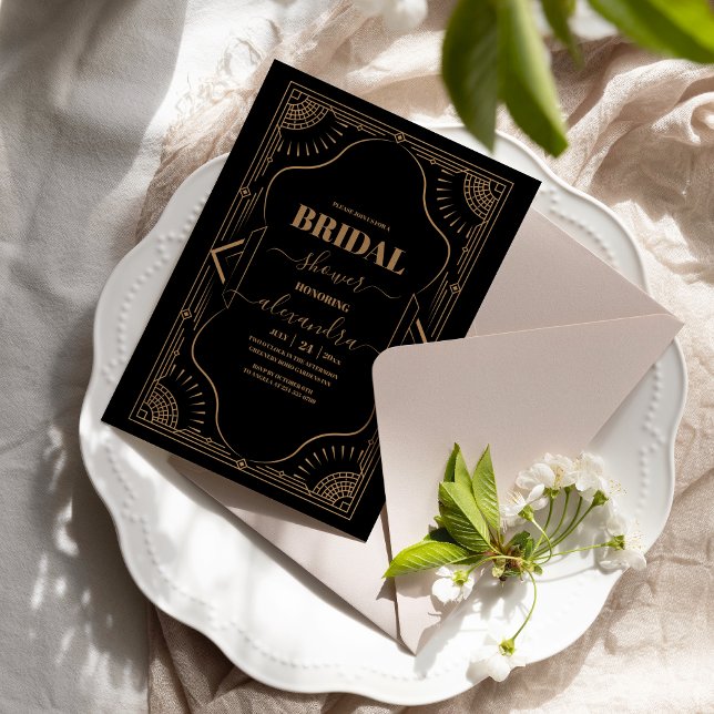 20-talets Gatsby Vintage Art Deco-Möhippa Inbjudningar (Skapare uppladdad)